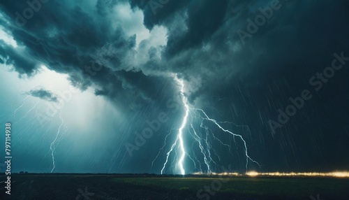 lightning bolts streaking across the stormy sky weather background