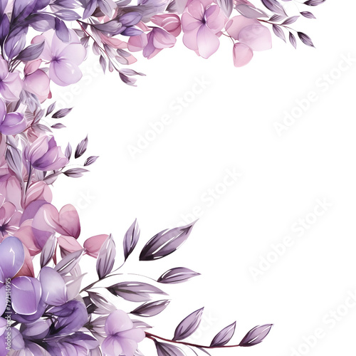 leaves watercolor banner, Lavender, isolated on white background, Rustic romantic style, Floral design frame, Can be used for cards, wedding invitations