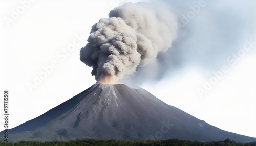 volcano eruption with smoke on isolate transparency background photo