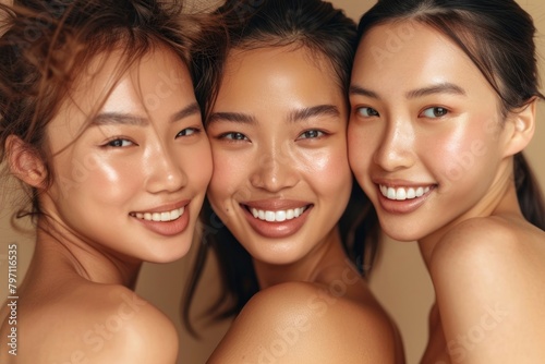 South East Asian women face with no makeup happy dimples wedding.