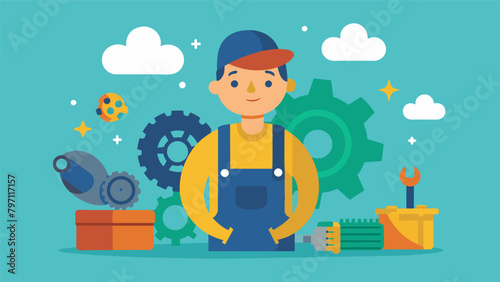 In between fixing engines a mechanic shares his belief that everything in life happens for a reason.. Vector illustration