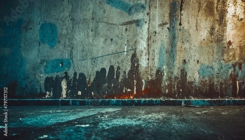 cityscape on a grungy concrete wall texture with scratched paint