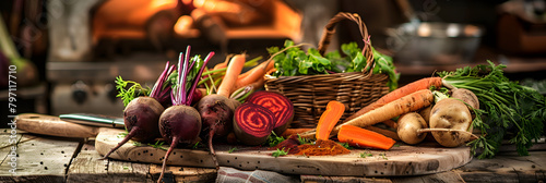 Preparing a Healthy, Hearty Meal with Freshly Harvested Root Vegatables photo