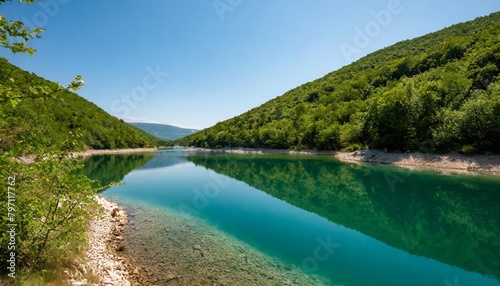 greenery around calm water in small lake in croatia © Heaven