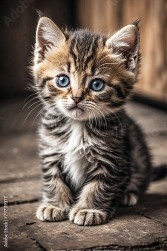 Close-Up Photo of an Adorable Kitten: A Perfect Wall Art Picture Capturing the Cuteness of Kittens. © Tricia
