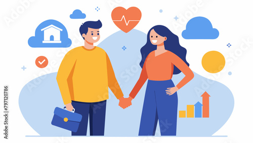 A couple holding hands and discussing their financial future including a plan for unexpected events.
