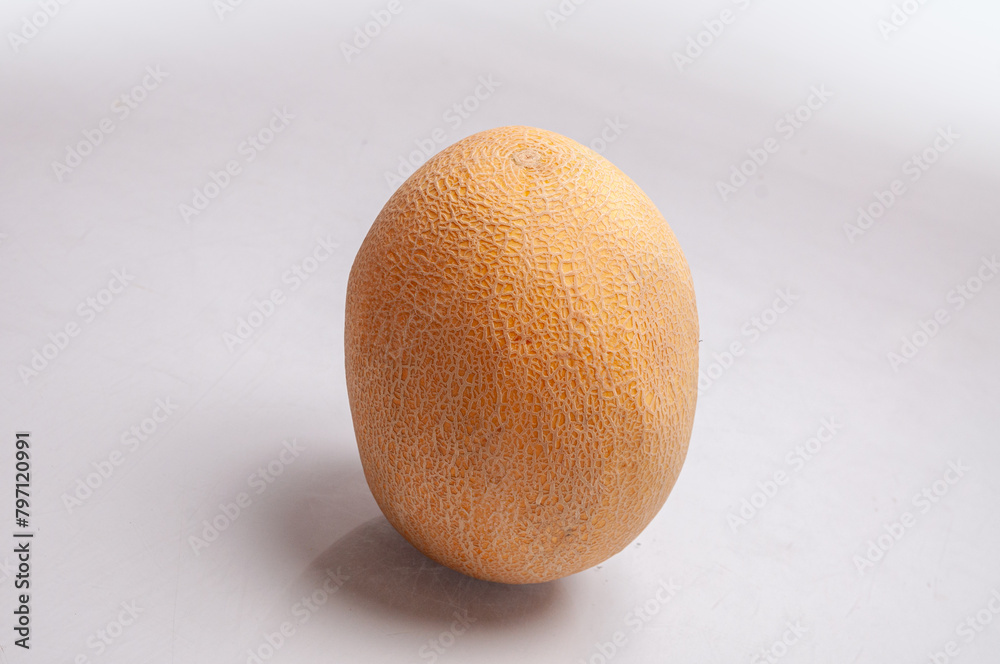 Ripe Ready-to-Eat Melon on White Background Ripe Ready-to-Eat Melon on White Background
