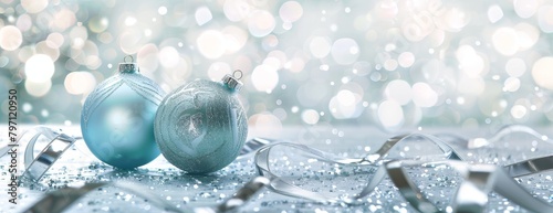 Elegant Christmas Ornaments on a Sparkling Background
