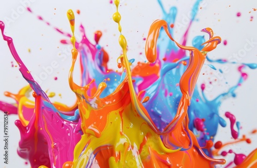 Vibrant Paint Splashes in Mid-Air