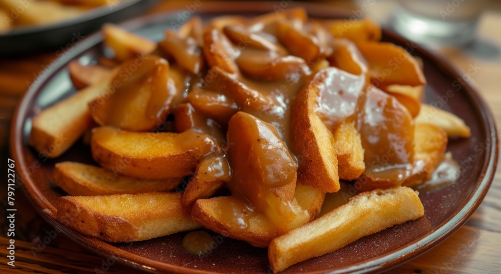 Delicious poutine with golden fries and rich gravy