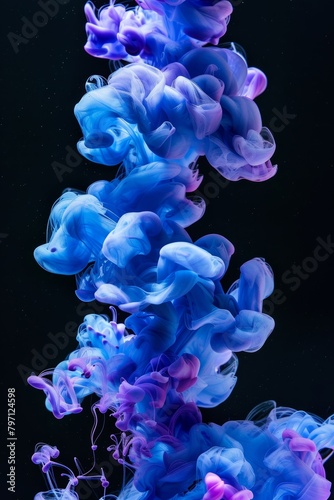 Ethereal Blue and Purple Ink Clouds in Water