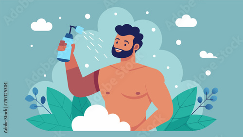 After a workout a man takes a refreshing shower with a minty scented body wash using the power of aromatherapy to invigorate his senses and uplift his.