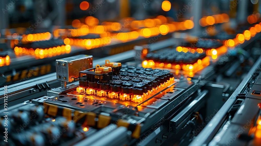 Technological Progression: Close-up Perspective of Electric Vehicle Battery Production Technological Progression: Close-up Perspective of Electric Vehicle Battery Production