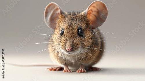 Detailed D of a Cute Brown Mouse Showcasing Fur and Whiskers
