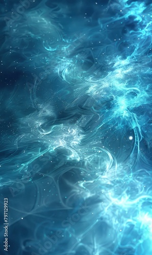 An ethereal aqua blue abstract background with soft, wispy textures, reminiscent of underwater currents and movements