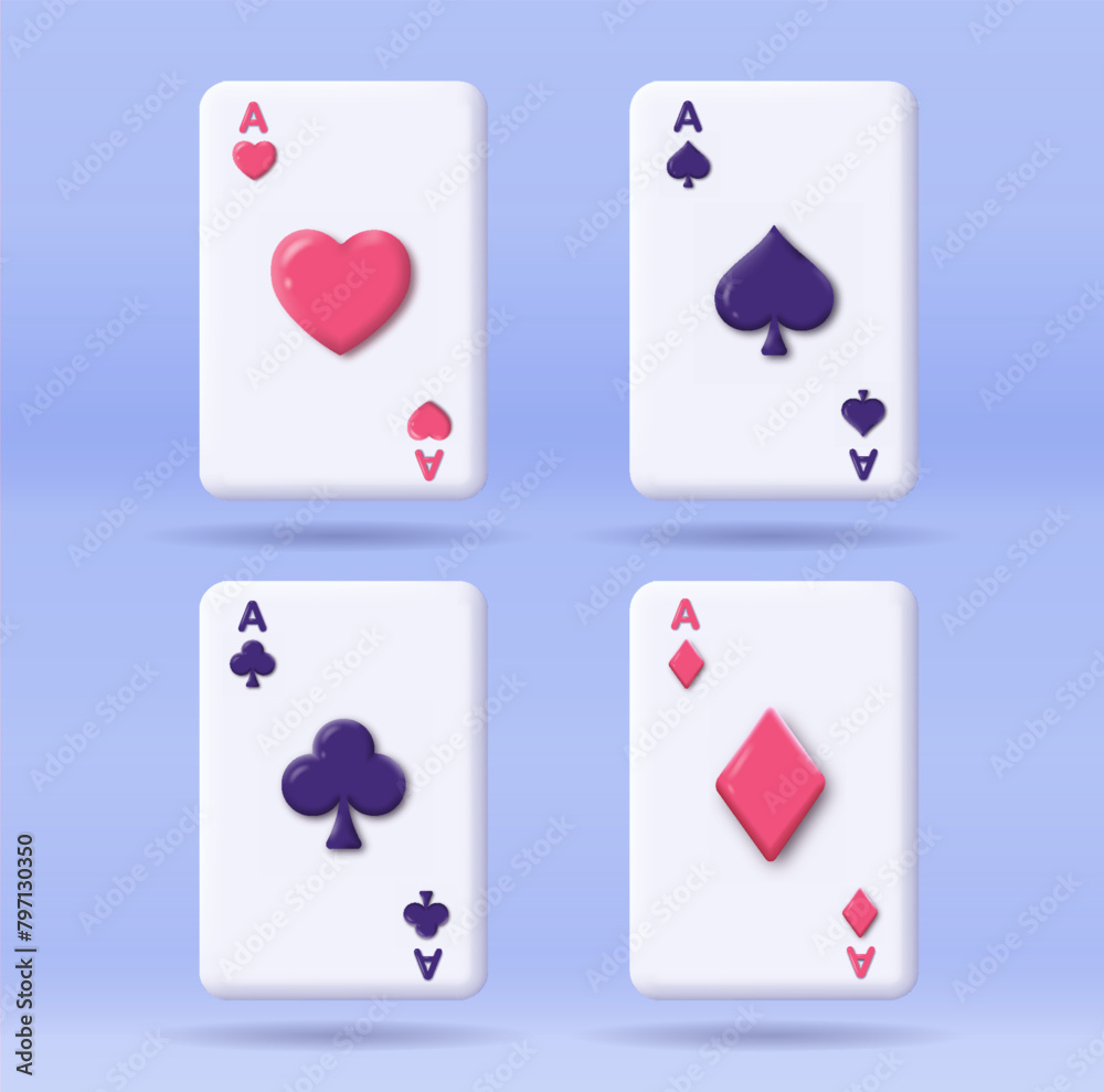 3D palaying cards vector set 3D palaying cards vector set