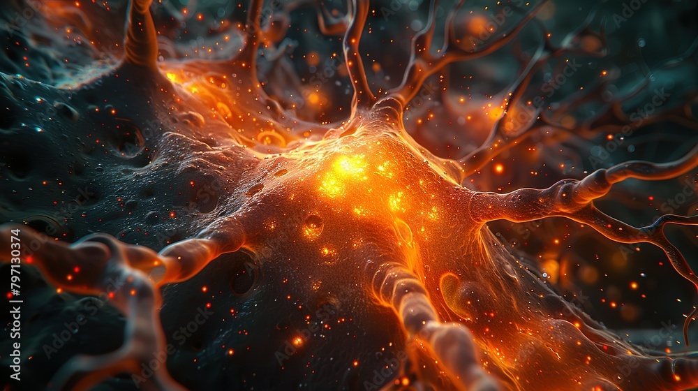 Obraz premium Electrifying Biology: Unraveling the Dynamics of Nerve Signals