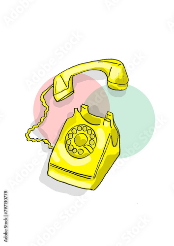 old phone retro yellow