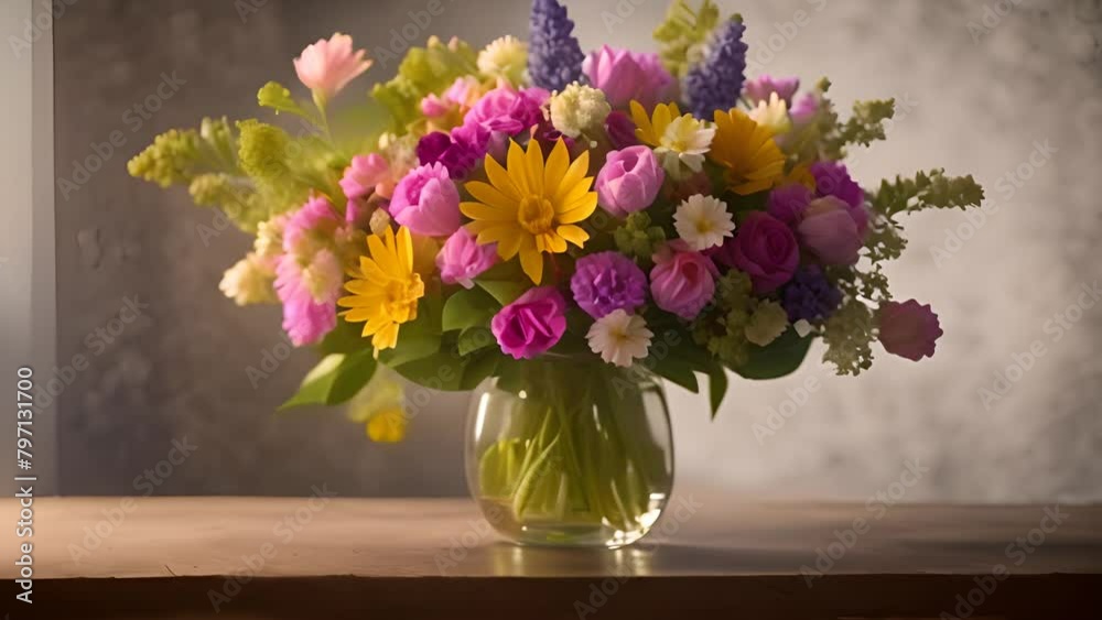 Colorful Flower-filled Vase Generative AI Colorful Flower-filled Vase Generative AI