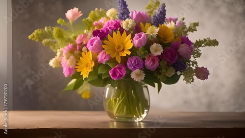 Wallpaper Mural Colorful Flower-filled Vase Generative AI Torontodigital.ca