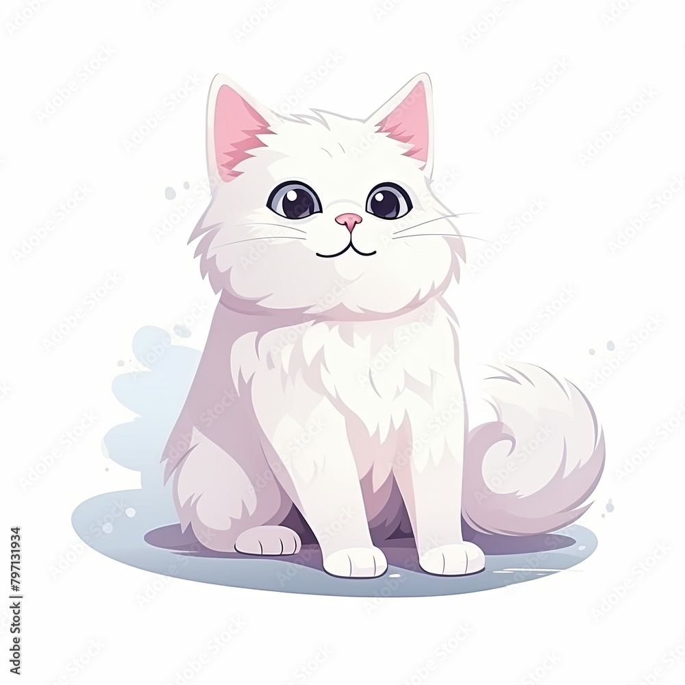flat illustration of cute pleasant cat flat illustration of cute pleasant cat