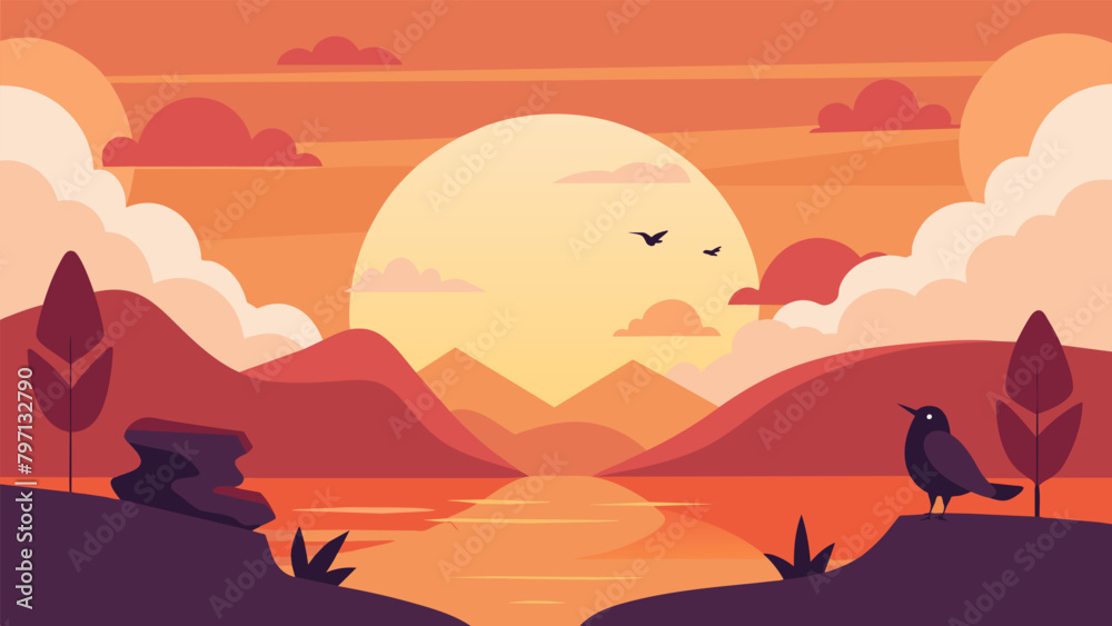 As the birds chirped and the sky turned from pink to orange our conversation evolved into one of profound introspection.. Vector illustration