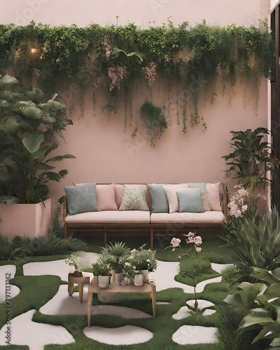 sofá no jardim