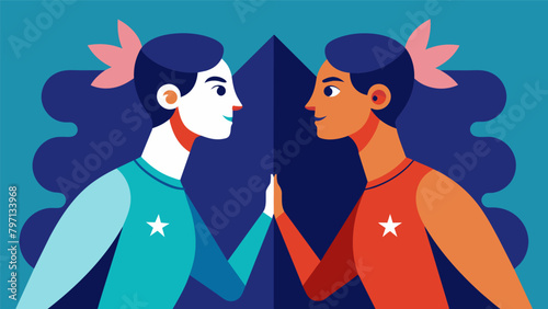 They mirrored each others movements effortlessly a sign of their deep understanding.. Vector illustration