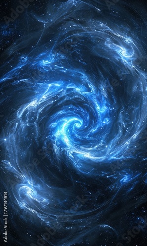 Cosmic aqua blue abstract background with swirling galaxies and cosmic dust, symbolizing the infinite possibilities of the ocean and the universe