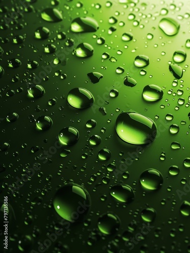 Close-up of water droplets on a green surface