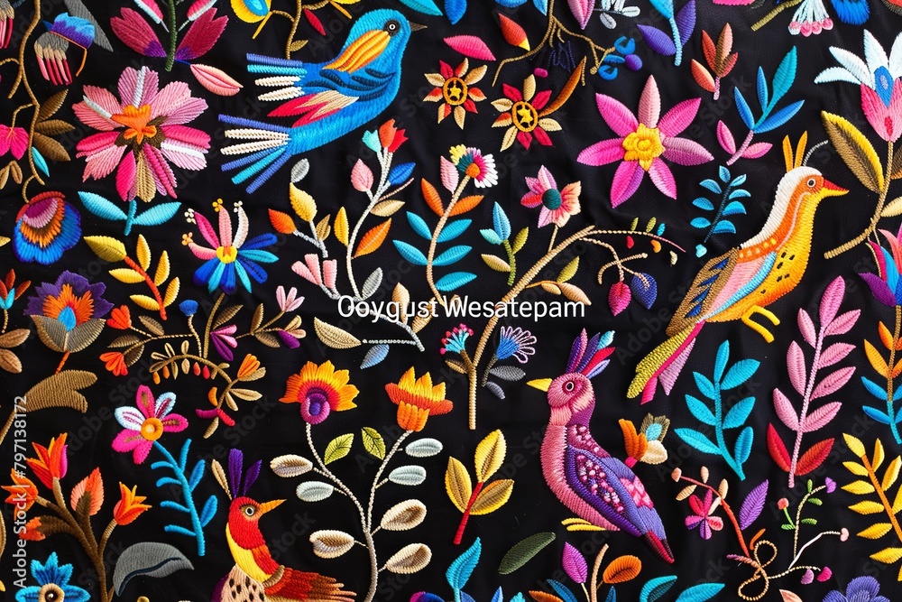 Otomi Embroidery Mexican Textile Pattern