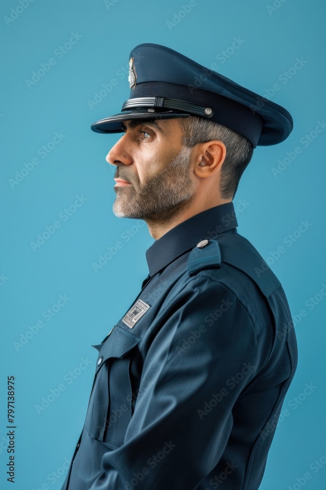 Middle eastern police side portrait officer captain person.