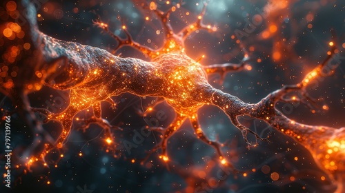 Neurons sending brain activity firing biology electrical nerve signal neurotransmitter chemical receptor cell dendrite neural medical surgery photo