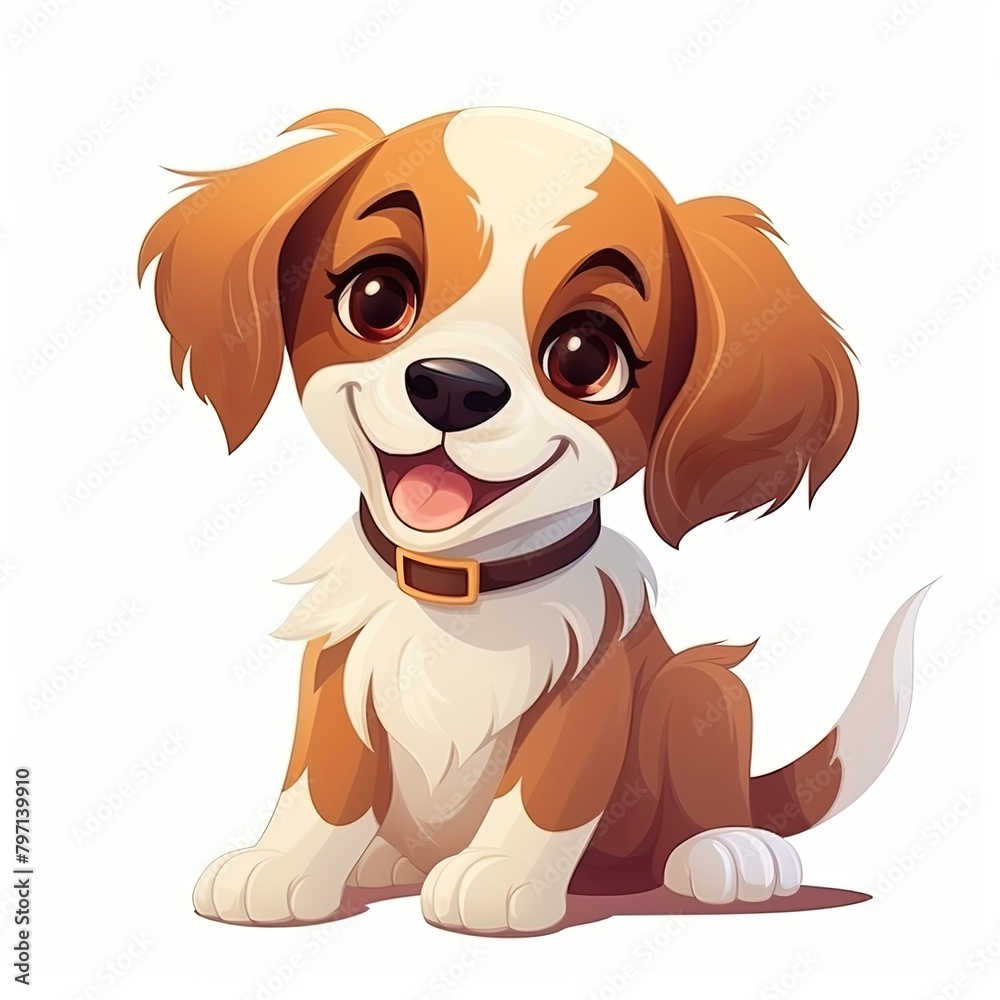 flat illustration of cute pleasant puppy flat illustration of cute pleasant puppy