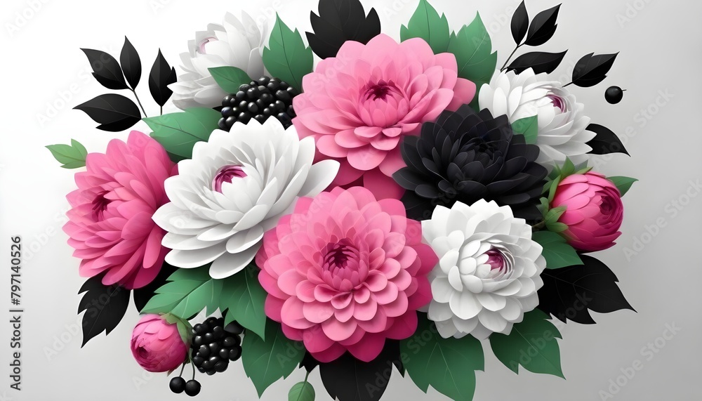 Assorted Flowers Bouquet Illustration Digital Painting Floral Background Beautiful Blossoms Design Assorted Flowers Bouquet Illustration Digital Painting Floral Background Beautiful Blossoms Design