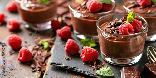 Chocolate mousse on the table