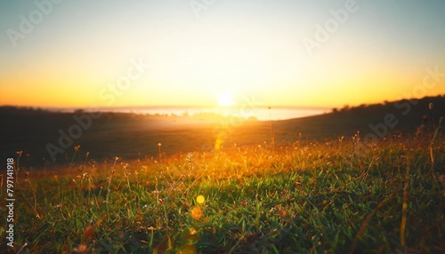 early morning concept beautiful meadow and sky autumn sunrise background
