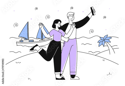 People take selfie vector simple