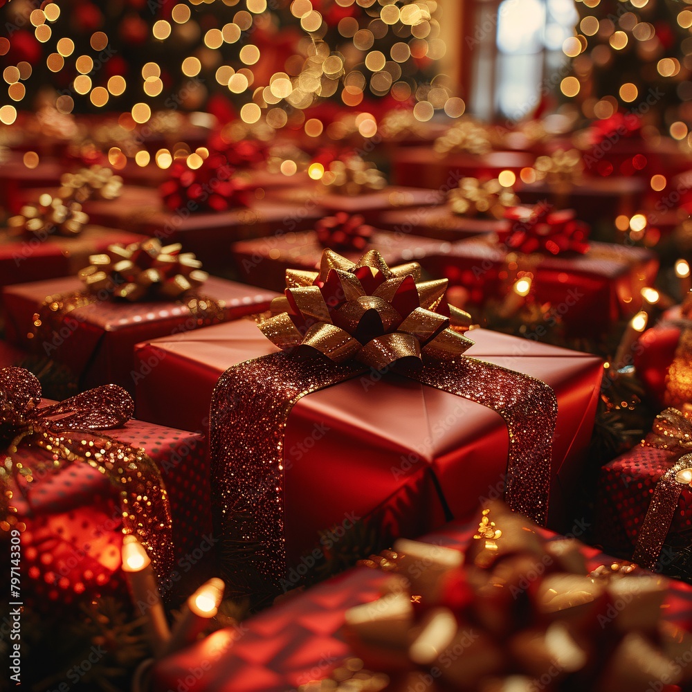 red gift box for Christmas celebration red gift box for Christmas celebration