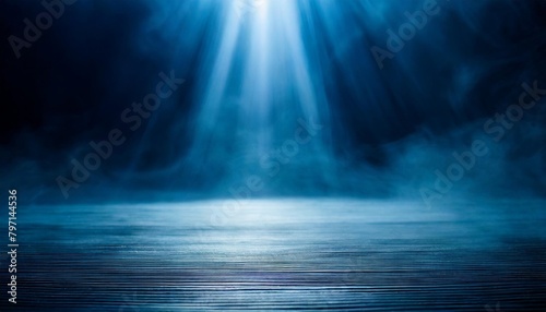 dark blue abstract background in cyclorama style in misty atmosphere opulent setting of extra depth in misty dark blue color photo