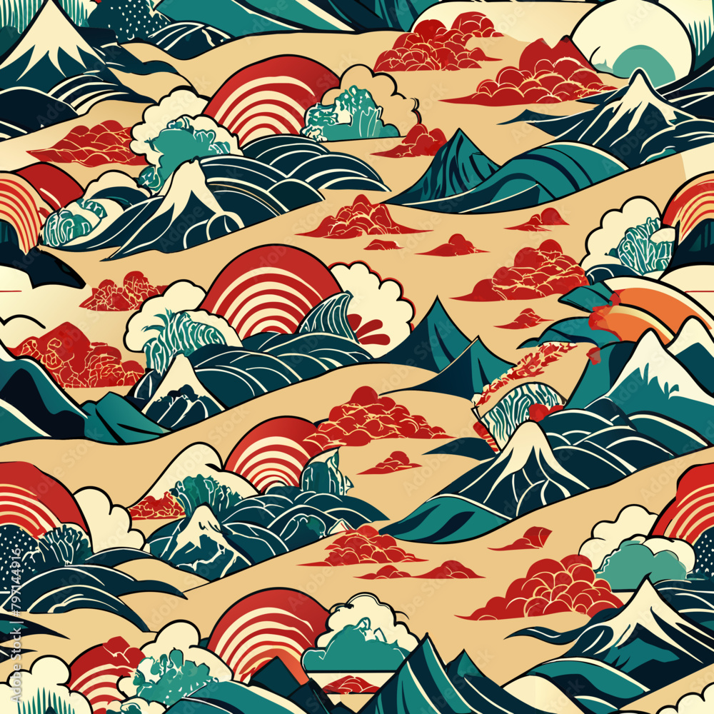 Obraz premium Japanese Seamless Vector
