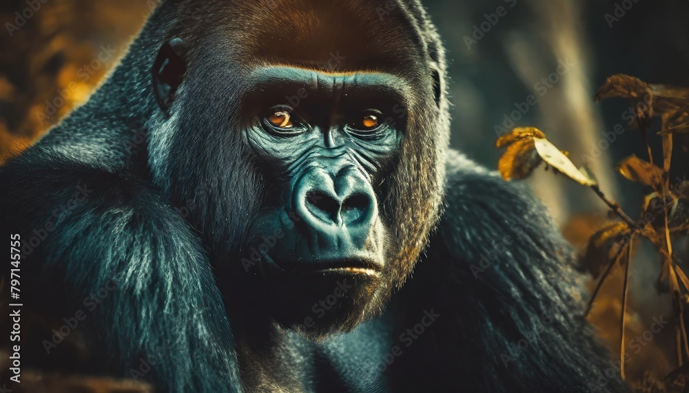 mountain gorilla close up portrait