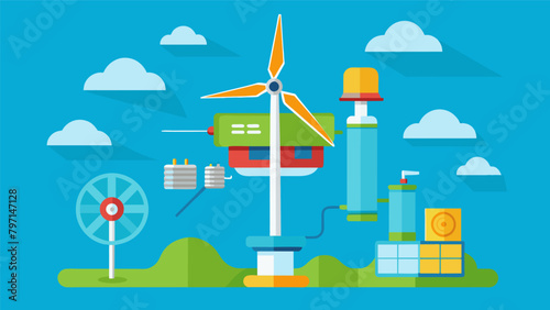 An educational illustration showcasing the internal components of a wind turbine and how they work together to generate electricity.