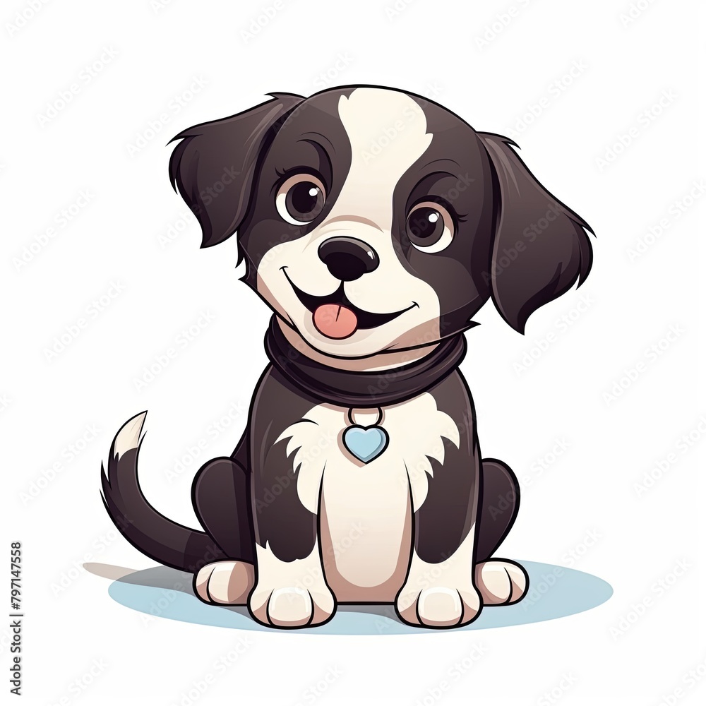 flat illustration of cute pleasant puppy flat illustration of cute pleasant puppy