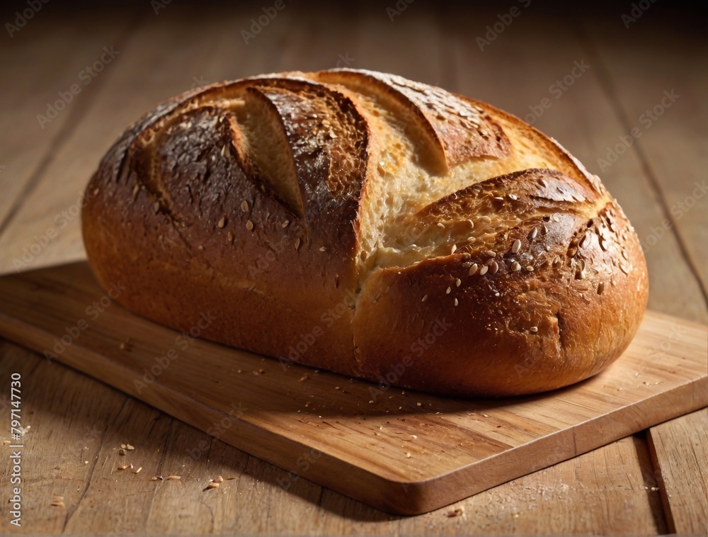 Freshly baked loaf of bread on a cutting board. Rustic style. Freshly baked loaf of bread on a cutting board. Rustic style.