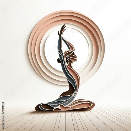 Abstract illustration of woman doing yoga exercise.