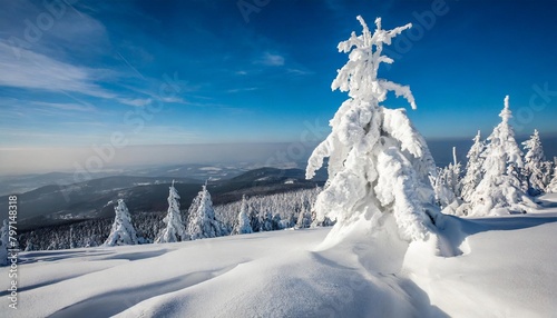 a beautiful winter in the karkonosze mountains heavy snowfall created an amazing climate in the mountains poland lower silesia voivodeship photo