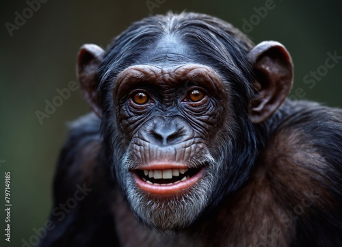 Chimpanzee monkey portrait close up. Bonobo ( Pan paniscus) photo