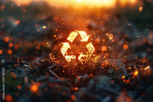 glowing recycling symbol photo