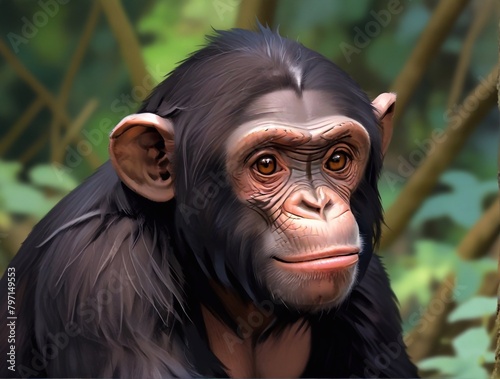Chimpanzee in the jungle,